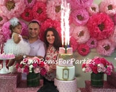 Amazing flower backdrop wall. Oversized paper flowers 30 units!! Birthday centerpiece. Breathtaking wall decor. Tissue bloom. 3D decorations Il_170x135
