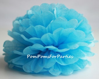 1 Hoge Kwaliteit BABY BLUE Tissue Pom Pom - Kies een van de 60 kleuren - Hangende Papieren bloem - Tissue papieren ballen - Tissue papier pom poms