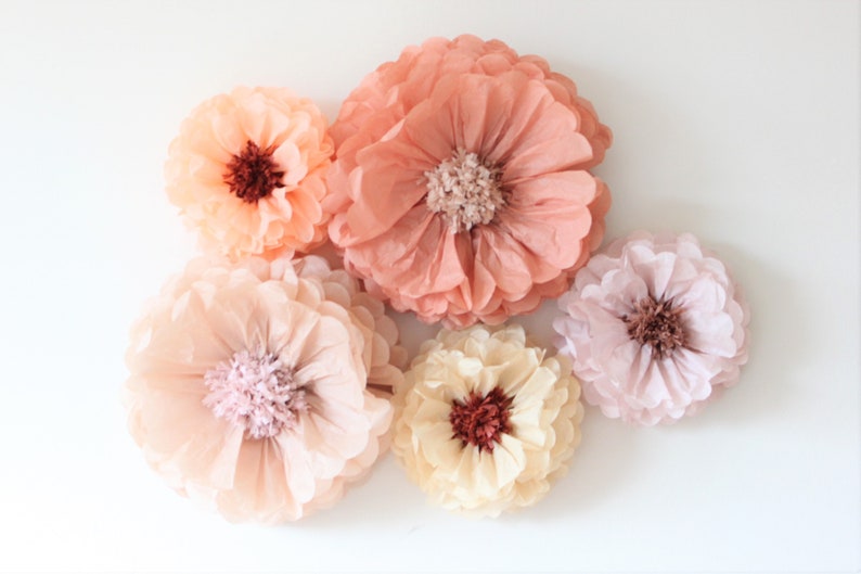 Oversized and large size paper flowers 5 pieces. Kids room decor. Breathtaking wall decor.Amazing flower backdrop wall. image 3