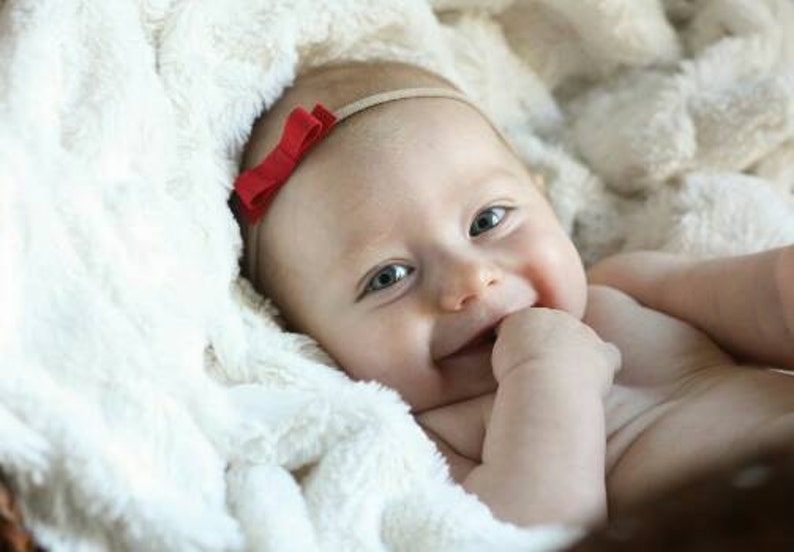 Skinny Headband Newborn Bow Red Bow Nylon Headband Red Headband Small Baby Bow Suede Headband Simple Bow Baby Bow Baby Headband