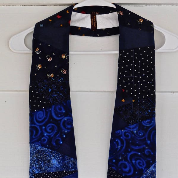 blue advent clergy stole, quilted stole, christian, religious garment, Christmas holiday stole