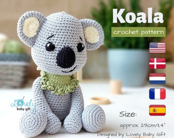 Crochet koala pattern, amigurumi koala pattern, amigurumi pattern, animal toy crochet pattern, koala bear plushie pattern, CP-156