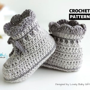 Baby booties crochet pattern, baby boots, baby girl boy shoes, baby shower gift, baby shoes with laces, two tone baby booties, CP-203