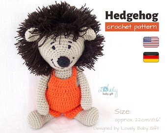 Amigurumi Pattern to Crochet Hedgehog Toy, Stuffed Animal Crocheting Instructions, DIY Handmade Gift Idea for Babies and Kids, CP-118
