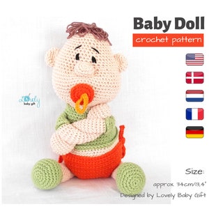 Crochet Doll Pattern: Newborn Baby Boy with Pacifier and Diaper - Perfect DIY Gift for Nursery Decor