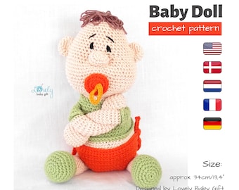 Crochet Doll Pattern: Newborn Baby Boy with Pacifier and Diaper - Perfect DIY Gift for Nursery Decor