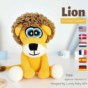 Amigurumi Lion Crochet Pattern to DIY Stuffed Safari Animal Plush Toy Instant Download PDF image 1