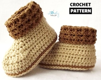 Crochet Baby Booties Pattern, Baby Shoes Crochet Pattern in 2 sizes from newborn - 12months, CP-205