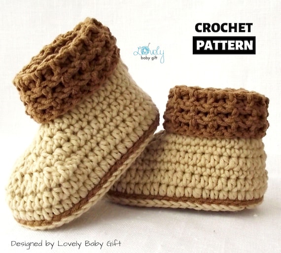 Crochet Baby Booties Pattern, Baby Shoes Crochet Pattern in 2 sizes from newborn - 12months, CP-205
