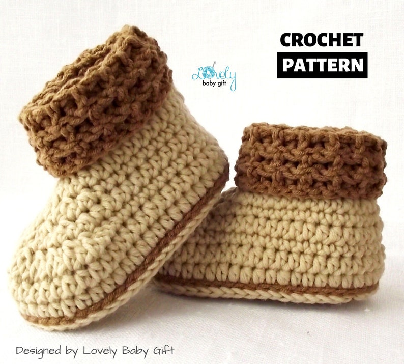 newborn baby cuffed booties crochet pattern