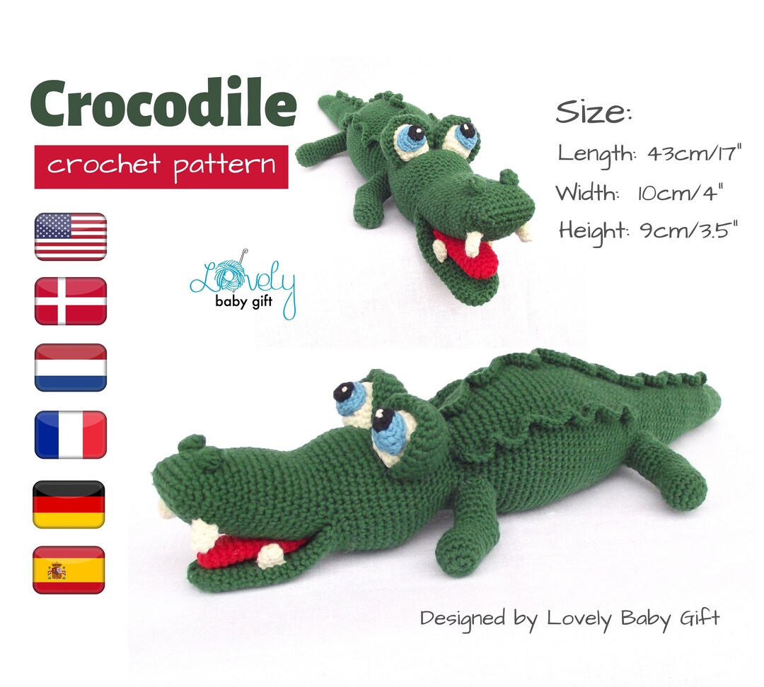 Amigurumi Pattern to Crochet Alligator Toy, Crocodile Crochet Pattern ...