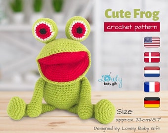 Amigurumi Crochet Pattern to make Frog Toy - Stuffed Animal Tutorial