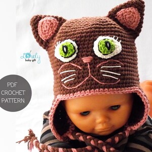 crochet pattern kitty cat hat for girls