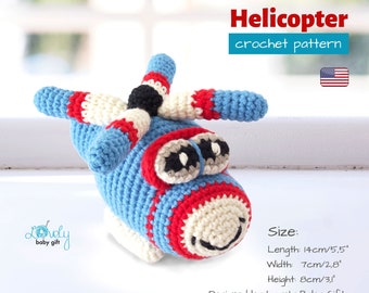 Helicopter Amigurumi PATTERN, Stuffed Little Toy Tutorial in Pdf, Quick Crochet Project Idea for Baby Nursery Room Decor, CP-121