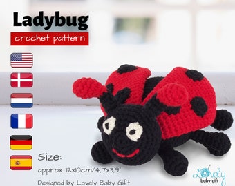 Crochet Ladybird pattern amigurumi insect stuffed animal pattern, ladybug pdf tutorial, CP-115