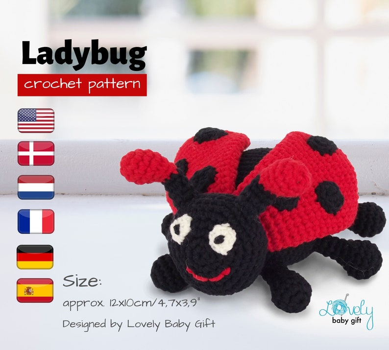 Crochet Ladybird pattern amigurumi insect stuffed animal pattern, ladybug pdf tutorial, CP-115 image 1