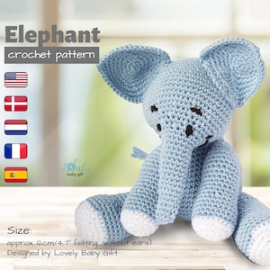 Little Elephant Amigurumi Pattern for Beginners - Crochet Safari Animal Tutorial - PDF Digital Download