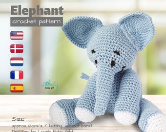 Little Elephant Amigurumi Pattern for Beginners - Crochet Safari Animal Tutorial - PDF Digital Download
