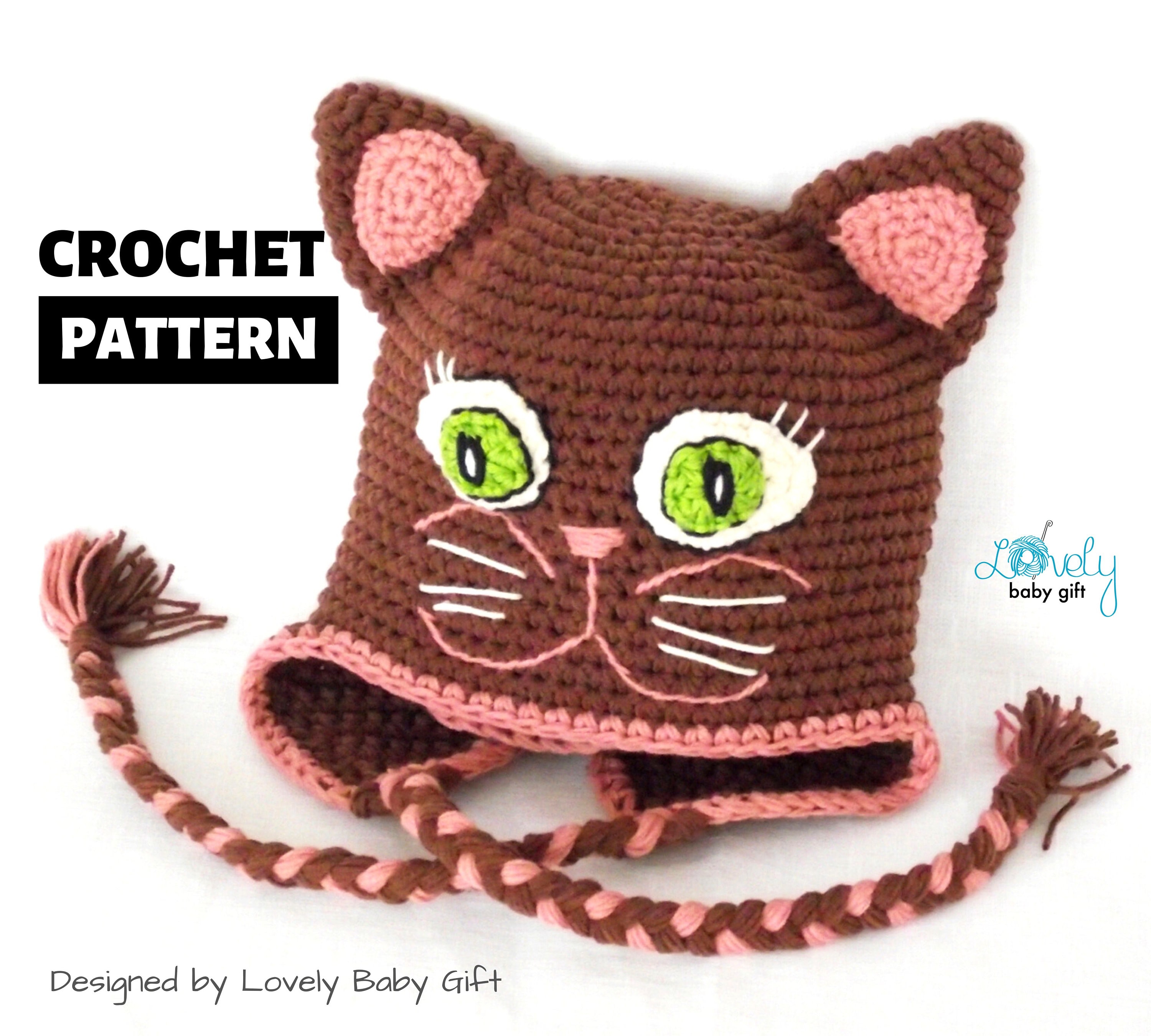 Easy Crochet Hat Pattern Kitty Cat Hat Crochet Pattern Etsy Australia