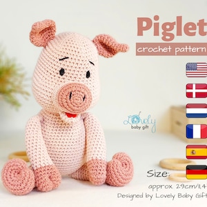 Amigurumi Pattern Pig Crochet Pattern Pink Amigurumi Piglet, Piggy Crochet Tutorial, CP-142