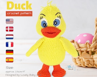 Duck Crochet Pattern - Plush Amigurumi Animal Instant Download Tutorial