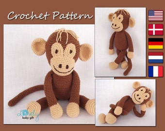 Amigurumi Pattern Crochet, Crochet Monkey Pattern, Amigurumi Monkey, Animal Crochet Pattern, CP-113