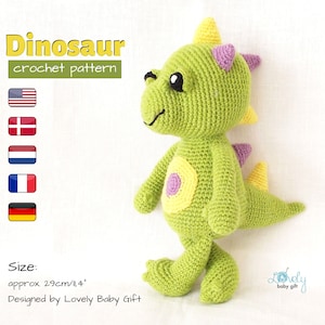 Baby Dinosaur Crochet Pattern - DIY Amigurumi Stuffed Animal Toy for Kids - Pdf Instant Download