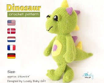 Baby Dinosaur Crochet Pattern - DIY Amigurumi Stuffed Animal Toy for Kids - Pdf Instant Download