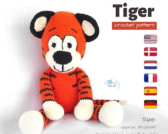 Amigurumi Crochet Pattern for Tiger Stuffed Animal Toy, Pdf digital download, CP-130