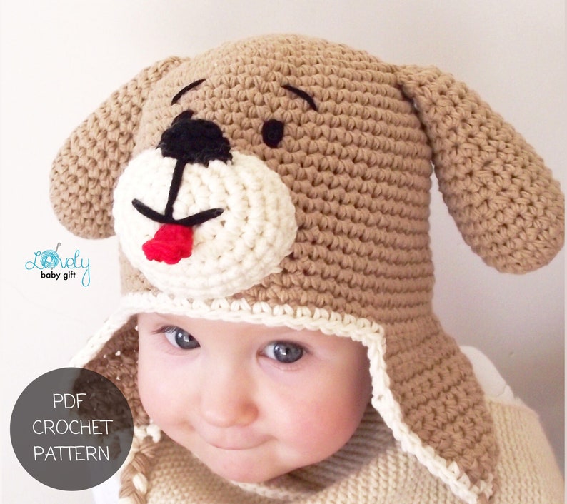 Crochet PATTERN Earflap Puppy Dog Hat Crochet Animal Hat - Etsy