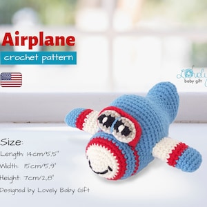 Amigurumi mini toy pattern crochet airplane pattern baby nursery toy, crochet handmade gifts for boys, plush crochet plane amigurumi, CP-122 image 1