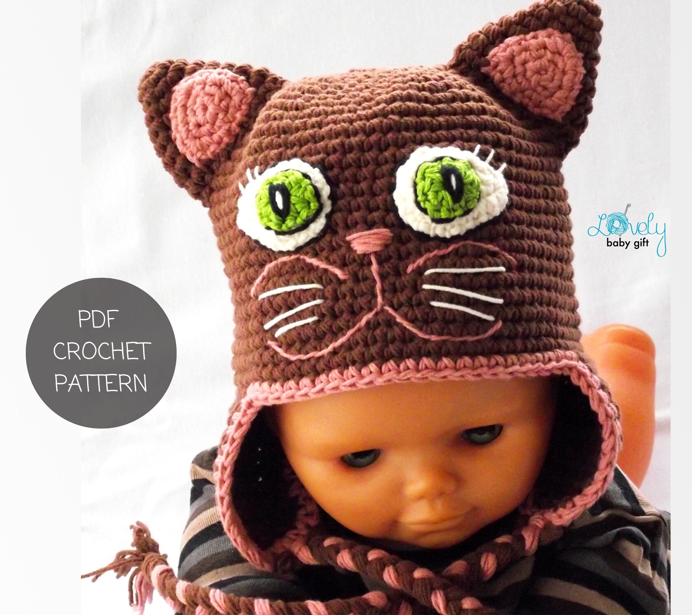 Easy Crochet Hat Pattern Kitty Cat Hat Crochet Pattern Etsy Australia