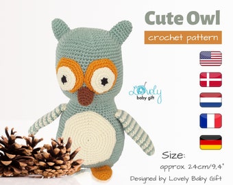 Amigurumi Owl Crochet PATTERN for beginners,  Plush Toy Digital Tutorial, Diy Cute Stuffed Bird Instructions easy to follow, CP-123