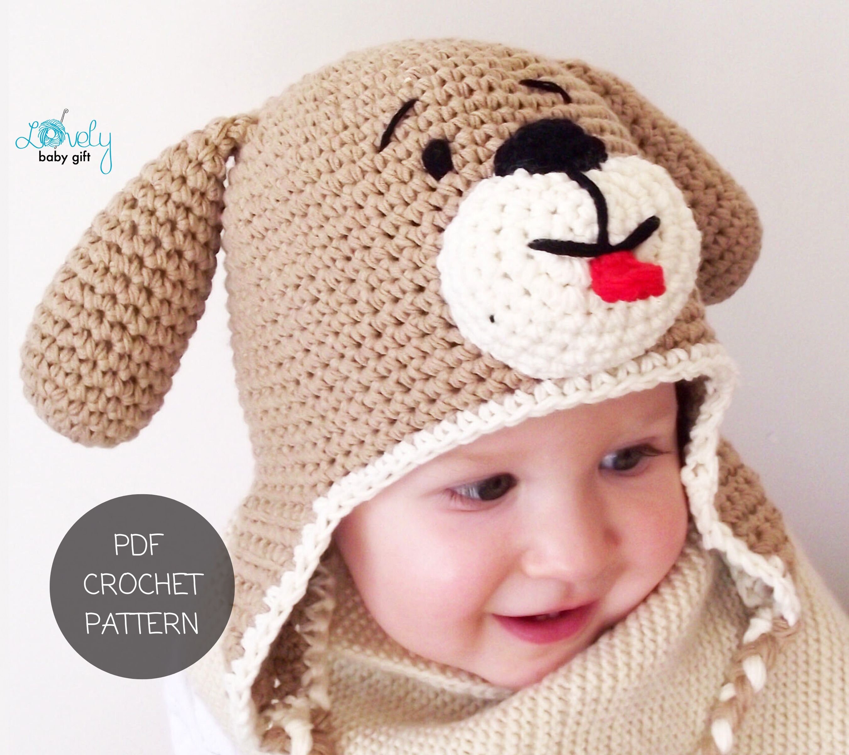 Crochet PATTERN Earflap Puppy Dog Hat, Crochet Animal Hat Pattern ...