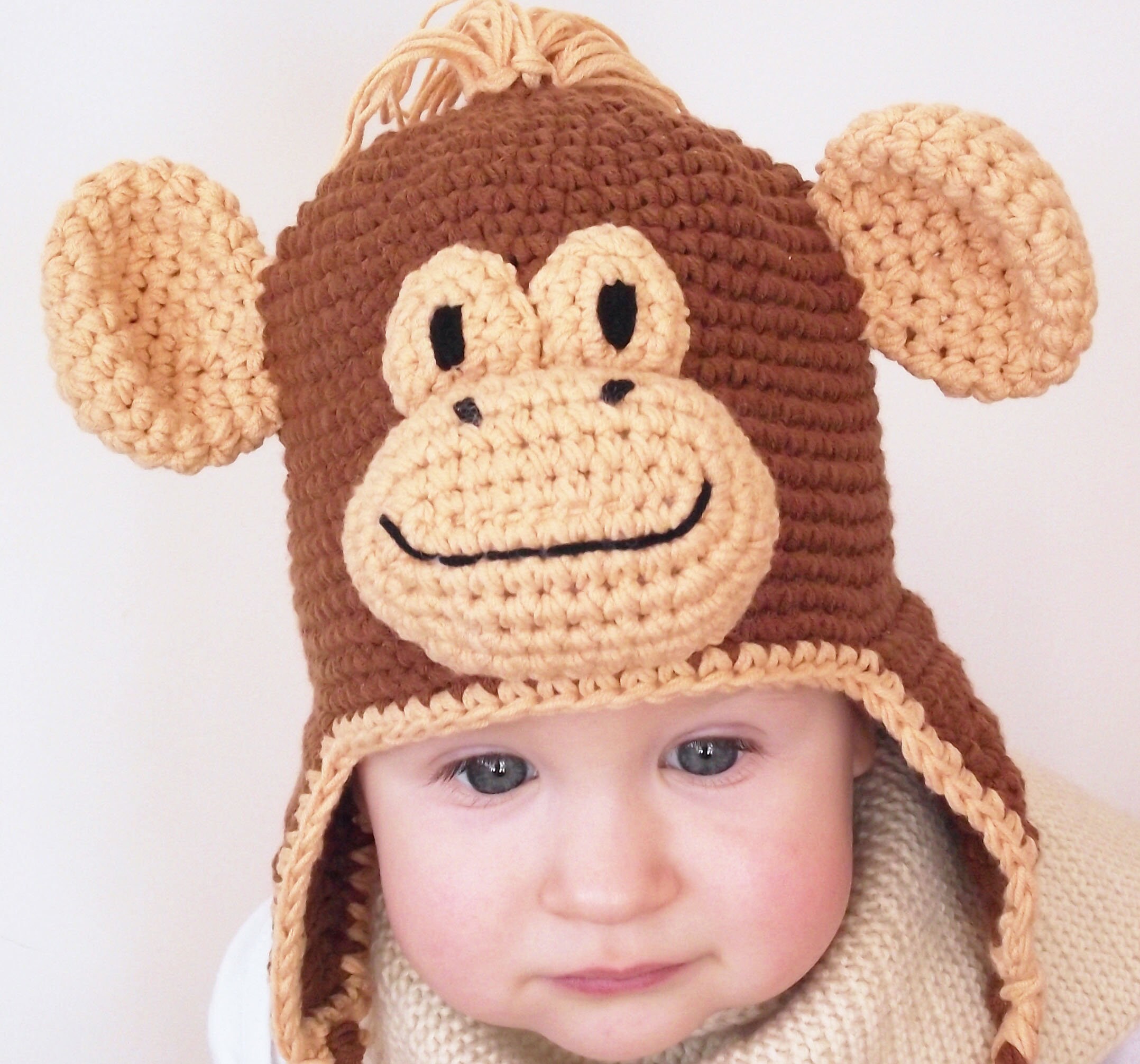Crochet Hat Pattern Winter Hat Monkey 