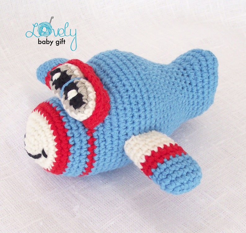 Amigurumi mini toy pattern crochet airplane pattern baby nursery toy, crochet handmade gifts for boys, plush crochet plane amigurumi, CP-122 image 4