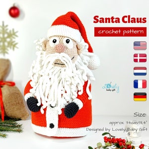 Crochet Pattern for Santa Claus Decoration, Christmas Treat Bag Crochet Project, Pdf digital download, printable, CP-140