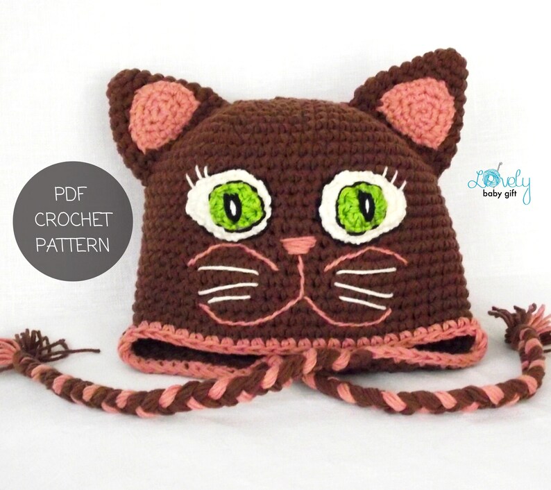 earflap kitty cat hat crochet pattern for babies and toddlers