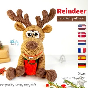 Christmas crochet pattern reindeer plush toy