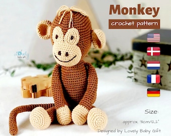 Amigurumipatroon gehaakt aapje - zelfstudie knuffeldieren in pdf