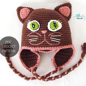 kitty cat winter hat crochet pattern
