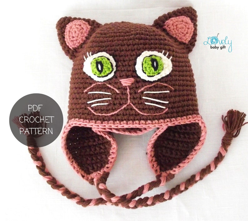 kitty cat winter hat crochet pattern