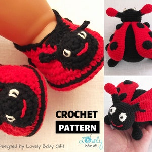 Crochet Pattern Deal, Amigurumi Toy and Ladybug Booties Crochet Patterns, Ladybug Set, Instant Download