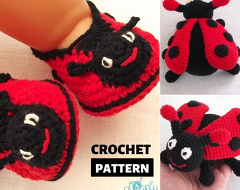 Crochet Pattern Deal, Amigurumi Toy and Ladybug Booties Crochet Patterns, Ladybug Set, Instant Download