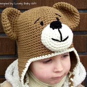 earflap bear hat crochet pattern tutorial