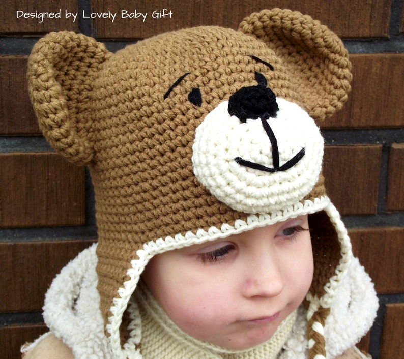 earflap bear hat crochet pattern tutorial