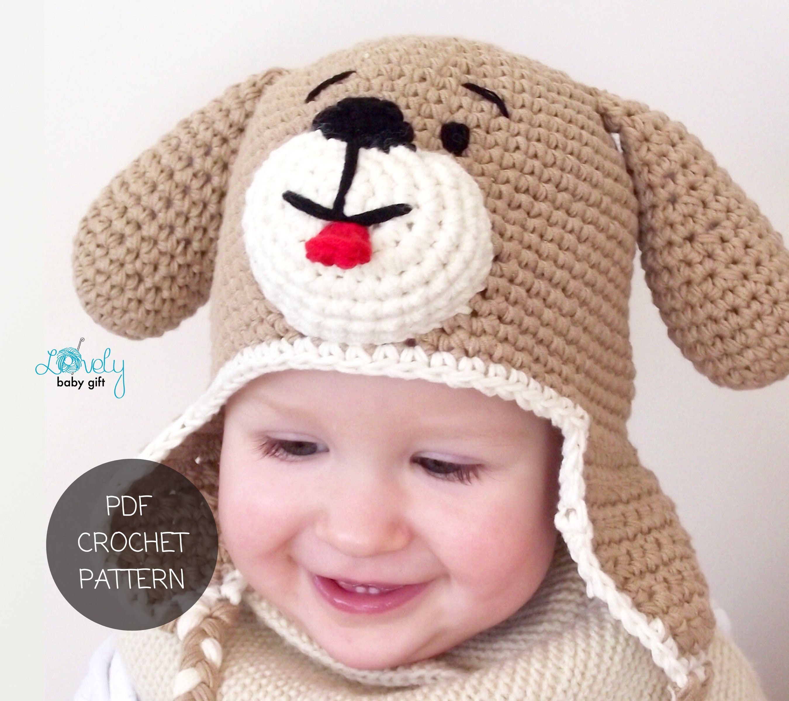Crochet PATTERN Earflap Puppy Dog Hat, Crochet Animal Hat Pattern ...
