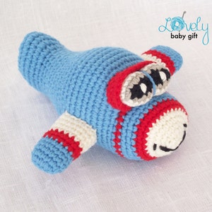 Amigurumi mini toy pattern crochet airplane pattern baby nursery toy, crochet handmade gifts for boys, plush crochet plane amigurumi, CP-122 image 2