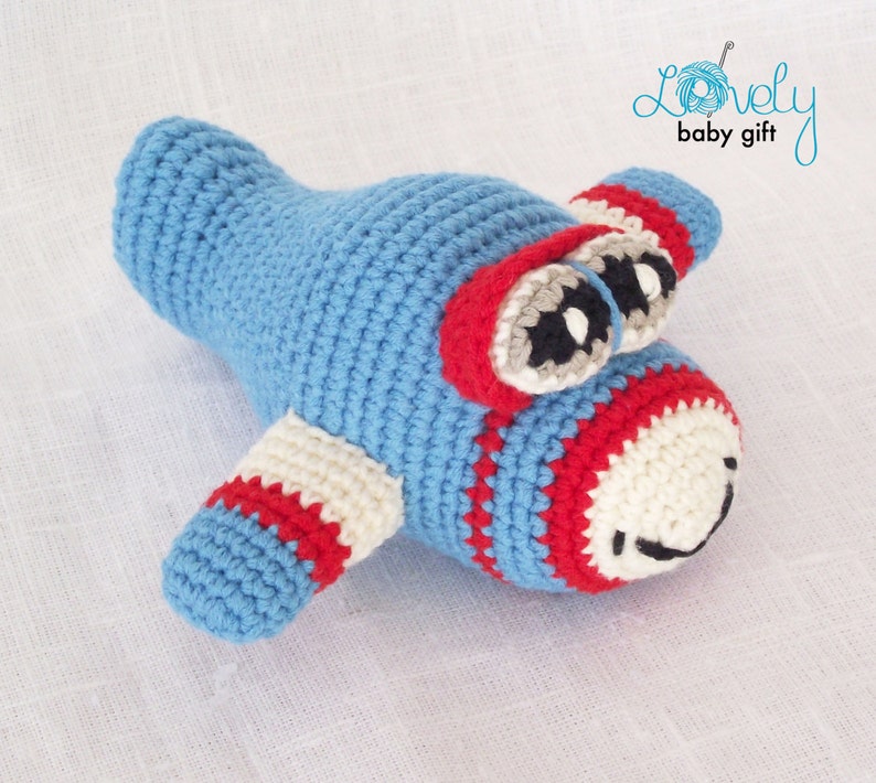 Amigurumi mini toy pattern crochet airplane pattern baby nursery toy, crochet handmade gifts for boys, plush crochet plane amigurumi, CP-122 image 2