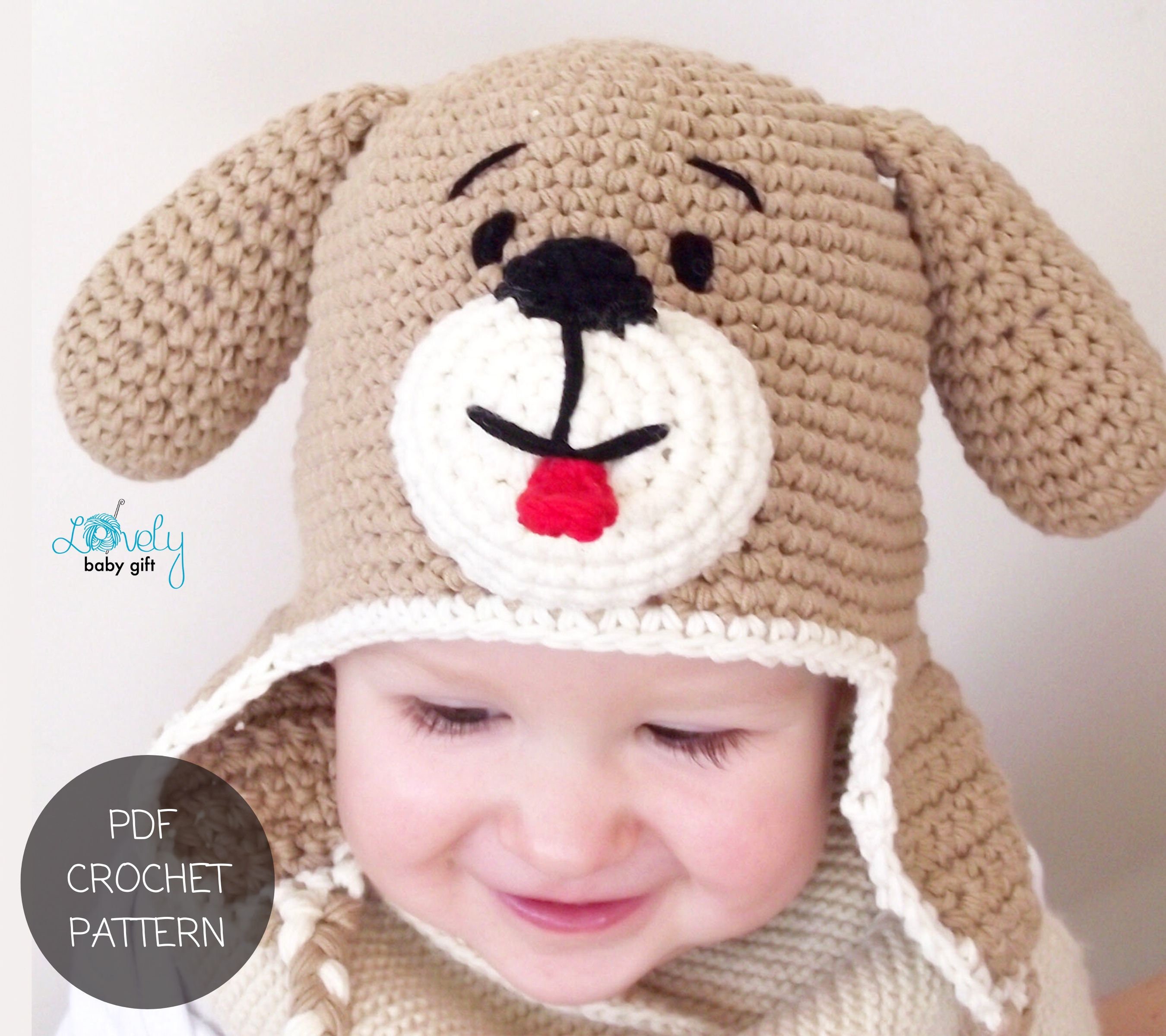 Crochet PATTERN Earflap Puppy Dog Hat, Crochet Animal Hat Pattern ...